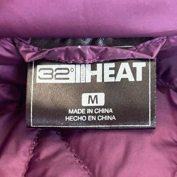32 Degrees Heat Down Puffer Jacket Medium Purple Colorblock Quilted Full-zip - Picture 12 of 16